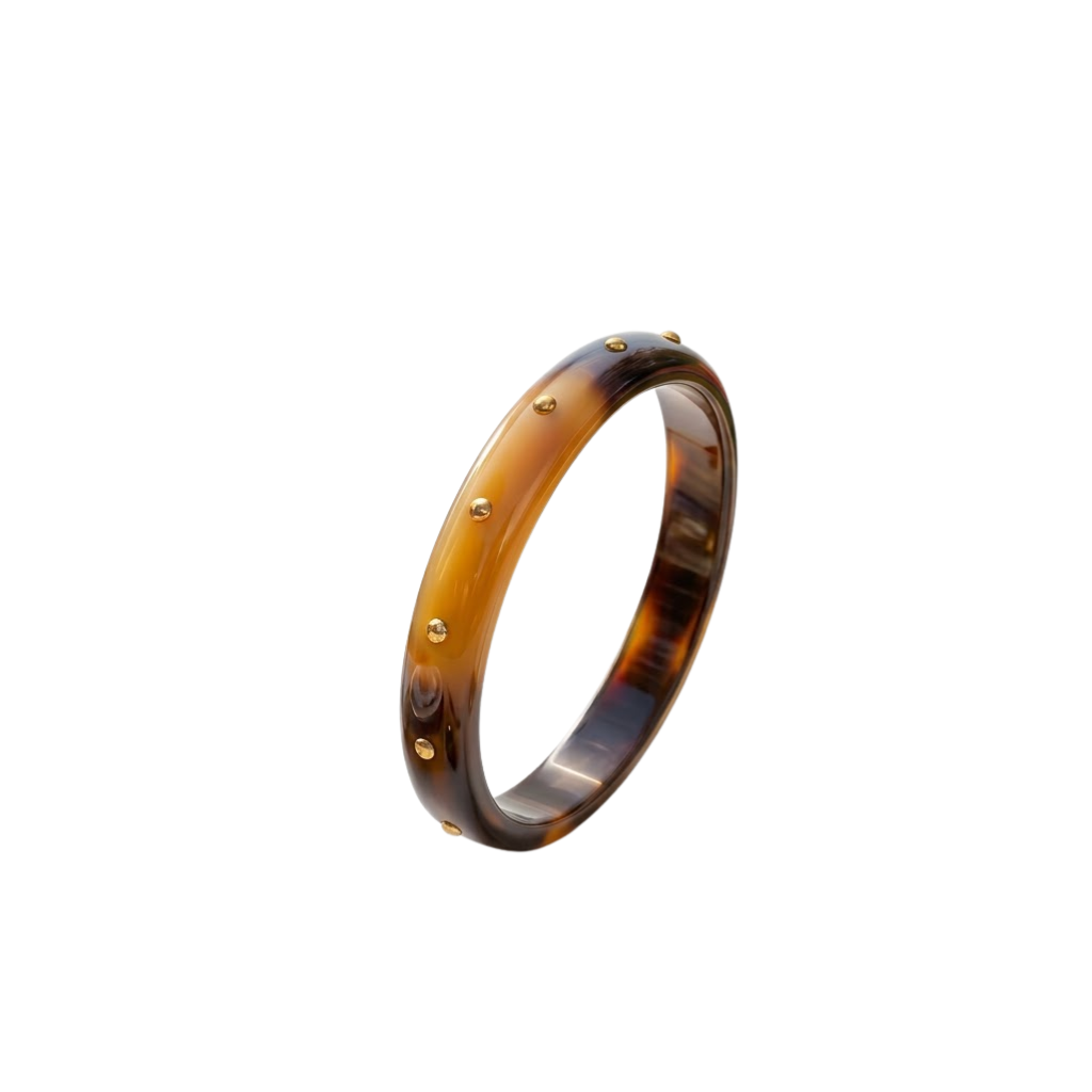 Horn Bangle with Brass Accents